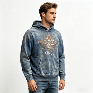 Sudadera con Capucha Bordada Estilo Navajo Vintage para Hombre, Sudadera Oversize de Estilo Urbano, Servicio Personalizado OEM ODM - Product Image 3