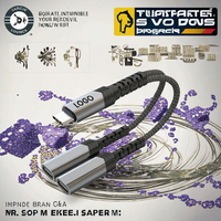 Distributor Tipe C 2-in-1 dengan Adaptor Pengisi Daya USB C Ganda 3A Pengisian Cepat Berlapis Nilon untuk iPhone 16 dan iPad