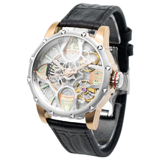 Low MOQ Waterproof Luxury Automatic Mechanical Watches Skeleton Hollow Out Watch for Men