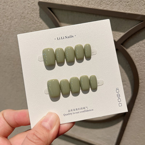 <span class=keywords><strong>Uñas</strong></span> Postizas Hechas a Mano con Diseño <span class=keywords><strong>de</strong></span> Matcha Verde, 10 Piezas, Cortas, Cuadradas y Redondas, Acrílicas, <span class=keywords><strong>de</strong></span> Color Sólido, Venta al Por Mayor - Product Image 5