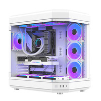 Boîtier PC ATX panoramique en verre transparent Cross Border PRO, dessus transparent, refroidissement par eau, cloisonnement à 360 degrés, multi-disques durs, ATX en stock