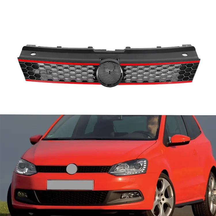 Griglia paraurti anteriore auto a nido d'ape griglia in ABS stile GTI per Volkswagen VW Polo 6R 2009 2010 2011 2012 2013 2014