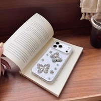 Coque de téléphone transparente Aurora Glitter Butterfly pour iPhone 17 Air 16 14 15 Pro Plus 18 13 12 11 Pro Max XR XS MAX