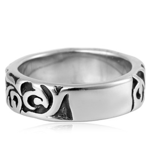 yunnique <b>Titanium</b> Steel Men's <b>Ring</b> Silver Geometric Design Wedding Band Gift Jewelry - Product Image 3