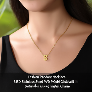 จี้สร้อยคอแฟชั่น สแตนเลสสตีล 316L ชุบทอง PVD ทนทาน เป็นมิตรต่อสิ่งแวดล้อม พร้อมจี้ตัวอักษร S - Product Image 3
