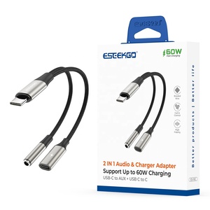 Eseekgo 4FT ES-15C/1.2ม. 2-in-1 Type-C TO-C + 3.5มม. อะแดปเตอร์เสียงอเนกประสงค์เข้ากันได้ประเภท C + 3.5มม. สำหรับลำโพงโทรศัพท์มือถือ - Product Image 2
