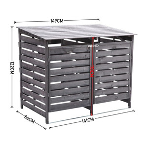 2 Contenitori di Stoccaggio <span class=keywords><strong>in</strong></span> <span class=keywords><strong>Legno</strong></span> per Esterni da 240L, Bidone per Riciclaggio Ecologico con Coperchio - Product Image 4