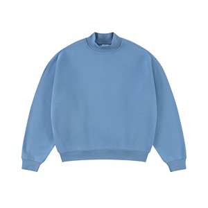 Moda nuevo logotipo personalizado suéter de <span class=keywords><strong>cuello</strong></span> alto invierno 345G Boxy Casual esencial sólido forro polar grueso Sudadera con capucha hombres sudadera - Product Image 4