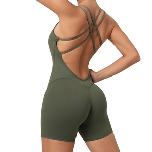 จั๊มสูทขาสั้นเอวสูงสำหรับผู้หญิงชุดเล่นโยคะฟิตเนสแบบลำลองใส่เล่นฟิตเนสขาสั้นบอดี้สูทเซ็กซี่ด้านหลังระบายอากาศได้ดี - Product Image 6