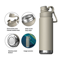 Bouteille d'eau sport transfrontalière au design moderne, en acier inoxydable à double paroi, tasse isotherme sous vide pour l'extérieur, minimaliste et portable