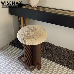เฟอร์นิเจอร์ห้องนั่งเล่นดีไซน์เนอร์สไตล์ WISEMAX โครงไม้หุ้มขนแกะ ที่วางเท้าทรงกลม สำหรับอพาร์ทเม้นท์ - Product Image 3