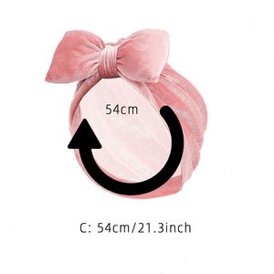 Gorro de terciopelo con lazo grande para niña, turbante suave con lazo, diadema elástica, gorro antideslizante, gorros tipo beanie - Product Image 4