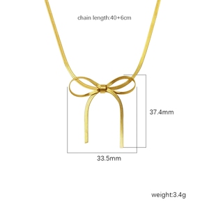 LT-C-<strong>7</strong> Women's Stainless Steel Simple Luxury Pendant Necklace Cross-Border Bow-Style Bracelet Versatile for Cold Style for Gift - Product Image 2