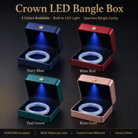 Boîte de présentation de bracelet en cuir PU de qualité supérieure avec éclairage LED, intérieur en velours, éclairage spot, étui de rangement pour bijoux, pour bracelet, cadeau pour femme