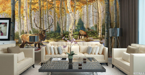 Carta <span class=keywords><strong>da</strong></span> Parati 3D Stile Pittura a Olio Verde Nuovo Design Murales con Cervi nella Giungla Misteriosa Decorazione Murale per Soggiorno Arte Murale di Lusso - Product Image 2