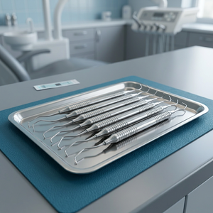 Instruments chirurgicaux dentaires en acier inoxydable, poignée ergonomique moletée, manuels, classe I, certifiés CE, couleur argent, lot de 6 - Product Image 6
