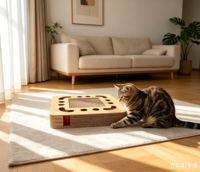 Arbre à chat moderne en carton, durable et antidérapant, facile à assembler, avec fonctions réglables