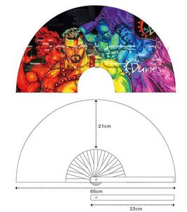 Party Use Bamboo <b>Hand</b> Fans Big Clack Kungfu Fans Large 33cm Customized Logo Pride Large Rave Rainbow Fans - Product Image 6