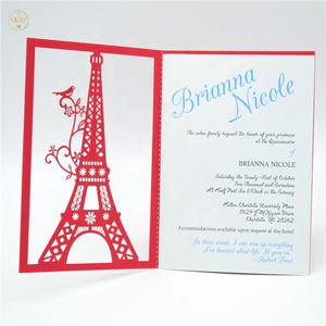 การ์ดเชิญงานฉลองครบรอบแต่งงานลายหอไอเฟลแบบตัดด้วยเลเซอร์ - Product Image 5