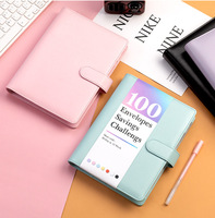 Organiseur de budget portable A6 A5 en cuir PU Macaron, classeur à anneaux, couverture de carnet, classeur de budget, planificateur, enveloppe de trésorerie