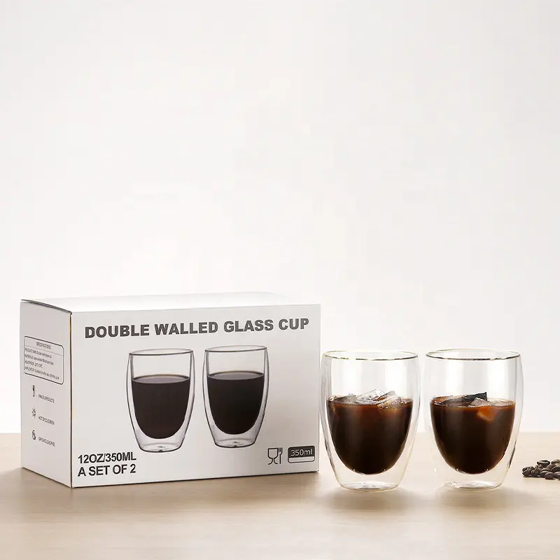 Tasses thermiques isolées en verre à Double paroi pour thé, café, Latte, cappuccino, café, lait, vente en gros