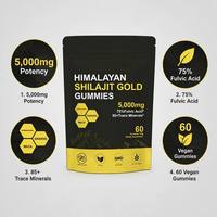 Expédition rapide, gommes vegan au shilajit pur de l'Himalaya, complément alimentaire de haute qualité, améliore l'immunité, 5000 mg, force adulte