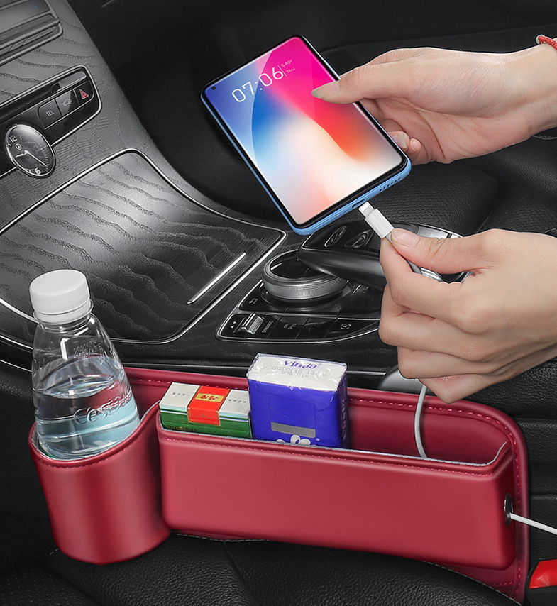 Car Seat Gap Filler Organizer with Cup Holder - Hothome QL240410 Storage Box