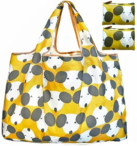 Custom eco recycle nylon foldable Foldable grocery tote bag polyester reusable folding shopping bag