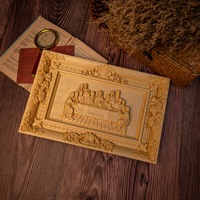 Panneau en relief en bois sculpté à la main de la Dernière Cène, scène Jésus et les apôtres, plaque murale, cadre en vigne, décoration chrétienne pour la maison et l'église