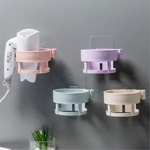 Amazon Hot Selling ABS Bathroom Storage Shelf Wall-mounted self adhesive Hairdryer Holder Rack