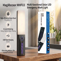 MagiBazaar MHF03 Lámpara de Trabajo LED Solar Portátil, Carga Rápida Tipo C, Linterna Magnética para Camping, RGB SOS, Linterna de Emergencia