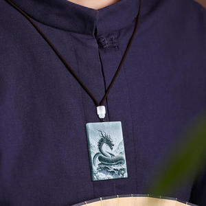 จี้หยกน้ำเงินธรรมชาติ หยกเจไดต์ แบบ UNISEX สไตล์จีน ลายสัตว์มงคล 12 ราศี ดีไซน์ดั้งเดิม พร้อมใบรับรองการประเมินราคา SX25 - Product Image 5