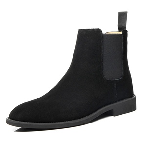 Bottes Chelsea Classiques pour Hommes en Cuir Véritable Marron avec Semelle en Caoutchouc et Détails en <span class=keywords><strong>Daim</strong></span> – Chaussures Habillées de <span class=keywords><strong>Luxe</strong></span> pour Hommes - Product Image 3