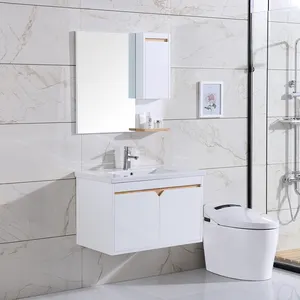 KD-BC127W-80 produk peralatan sanitasi mewah kabinet dinding kayu untuk cermin dinding kamar mandi dengan penyimpanan dan baskom rias