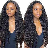 Perruque frontale en cheveux indiens bruts, vierges, cuticules alignées, 100 % sans colle, transparente, grade 12A, longue, en cheveux humains, noire