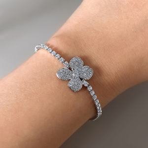 Sparking Gemstone <b>Bracelet</b> Gold Plated Micro Cubic Zirconia Heart Flower <b>Bracelet</b> for <b>Girl</b> and Women - Product Image 6