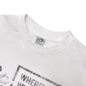 T-shirt Homme Oversize à Manche Unique Col Rond 100% Coton Imprimé Numérique Délavé Coupe Droite Épaules Tombantes 300g Vintage Respirant - Product Image 4