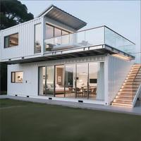 Maison conteneur préfabriquée à 2 étages, moderne, modulaire, détachable, 2-3 chambres, 20-40 pieds, villa de luxe, hôtel, bureau, bâtiment étanche