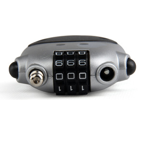 Verrou de casque combiné avec câble en acier rétractable pour moto, véhicule électrique, sécurité des portes et des fenêtres, argent, noir, ABS - Product Image 1