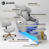 Fauteuils de Massage Électriques de Pédicure Style Européen Fauteuil Spa pour Pieds à Lumière Flottante Ensemble de Fauteuils Manucure Pédicure pour Salon de Beauté