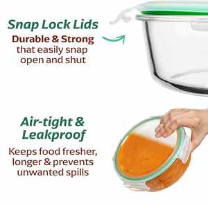 Onsine High Borosilicate Glass Crisper <strong>Lunch</strong> <strong>Box</strong> Freezer Oven Dishwasher Microwave Safe Airtight Leak Food Storage Containers - Product Image 4