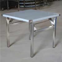 Table de salle à manger carrée pliable moderne en acier inoxydable style ferme - Écologique, imperméable et durable pour la maison, les mariages et les conférences