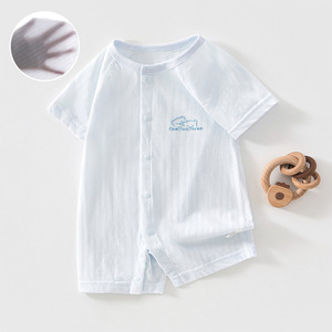 Body de bebé de manga corta, fino, transpirable, unisex, ropa de recién nacido, pelele de verano, traje para gatear con etiqueta y marcas. - Product Image 1