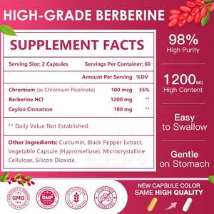 Capsule di Berberina HCl 1200mg Personalizzate con Cannella di Ceylon, Integratore di Berberina con Cromo per la Salute Gastrointestinale e Cardiaca - Product Image 2