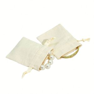 Sacs à cordon personnalisés pour bijoux, en coton et lin, pour ranger et offrir des colliers, des bracelets, des perles et des joncs - Product Image 2