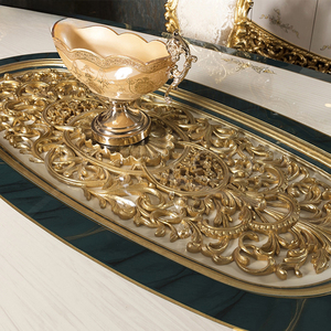 Set di mobili per sala da pranzo di lusso royal di fascia alta su misura tavoli da pranzo classici in legno con <span class=keywords><strong>foglia</strong></span> d'<span class=keywords><strong>oro</strong></span> - Product Image 4