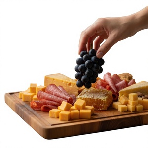 Tabla de Cortar Rectangular de Madera Natural Sostenible con Diseño de Tablero de Ajedrez, 1.5 cm de Grosor, Apta para Lavavajillas, Tabla de Carnicero para Cocina - Product Image 4