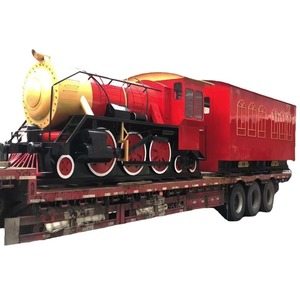 Modelo de Tren de Metal Grande Personalizado, Decoración para Patio de Juegos al Aire Libre, Escultura de Locomotora de Vapor Roja - Product Image 1