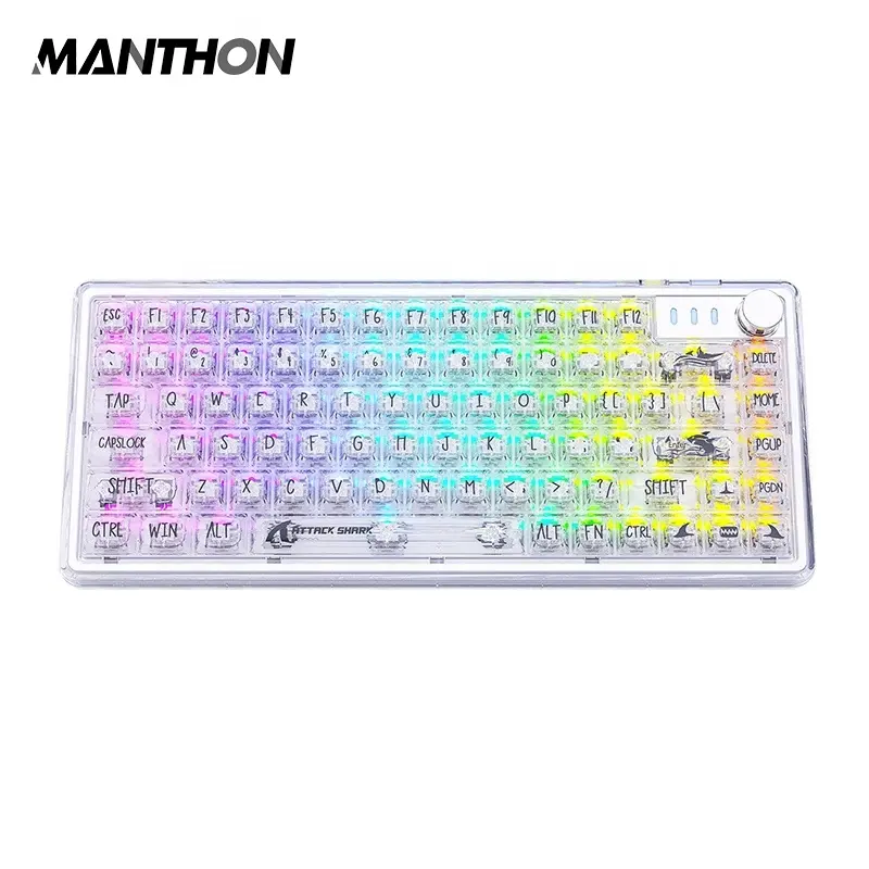 K75 Thri-Mode Wireless Mechanical Keyboard With RGB Light Transparent 82 Keys Hot Swap Diy Shaft Mechanical Keyboard For Laptop