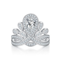 Cincin Moissanite Bentuk Mahkota Gaya Instagram Wanita Bersertifikat GRA Mewah Ringan Kelas Atas Terlaris di Eropa dan Amerika Serikat